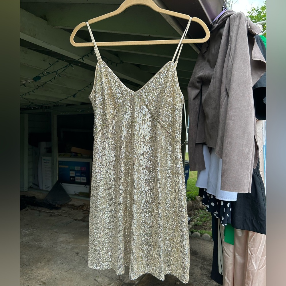 Gold sparkle mini dress